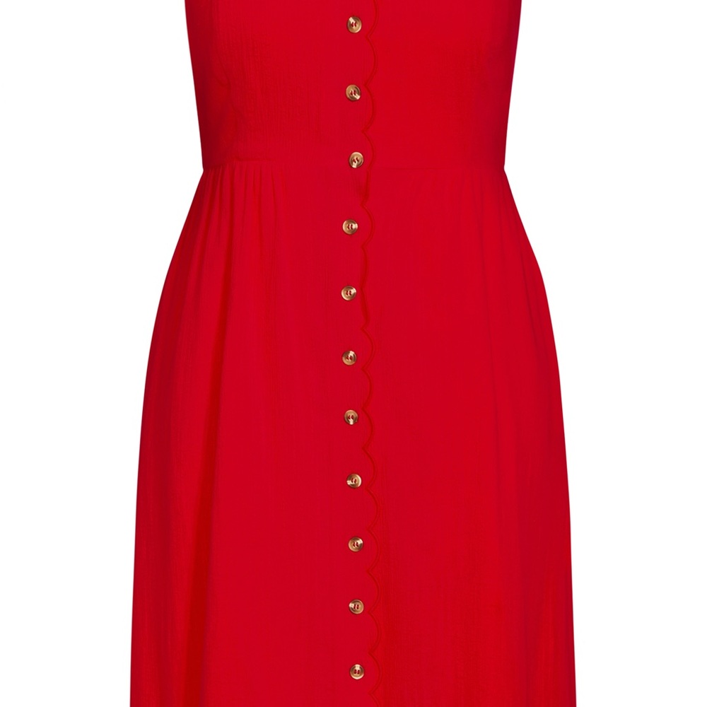 City Chic Women's Plus Size Scallop Button Dress Sweetheart Neckline